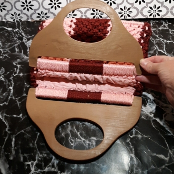 Vintage handmade macrame satchel purse handbag - Picture 2 of 2